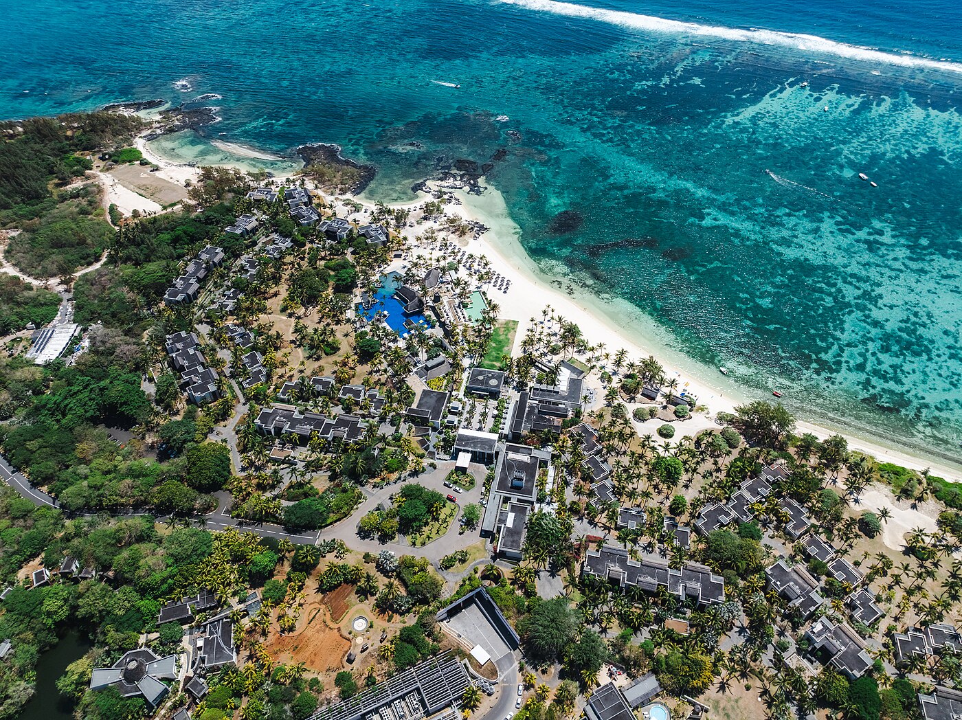 Aerial view of the Belle Mare coastline