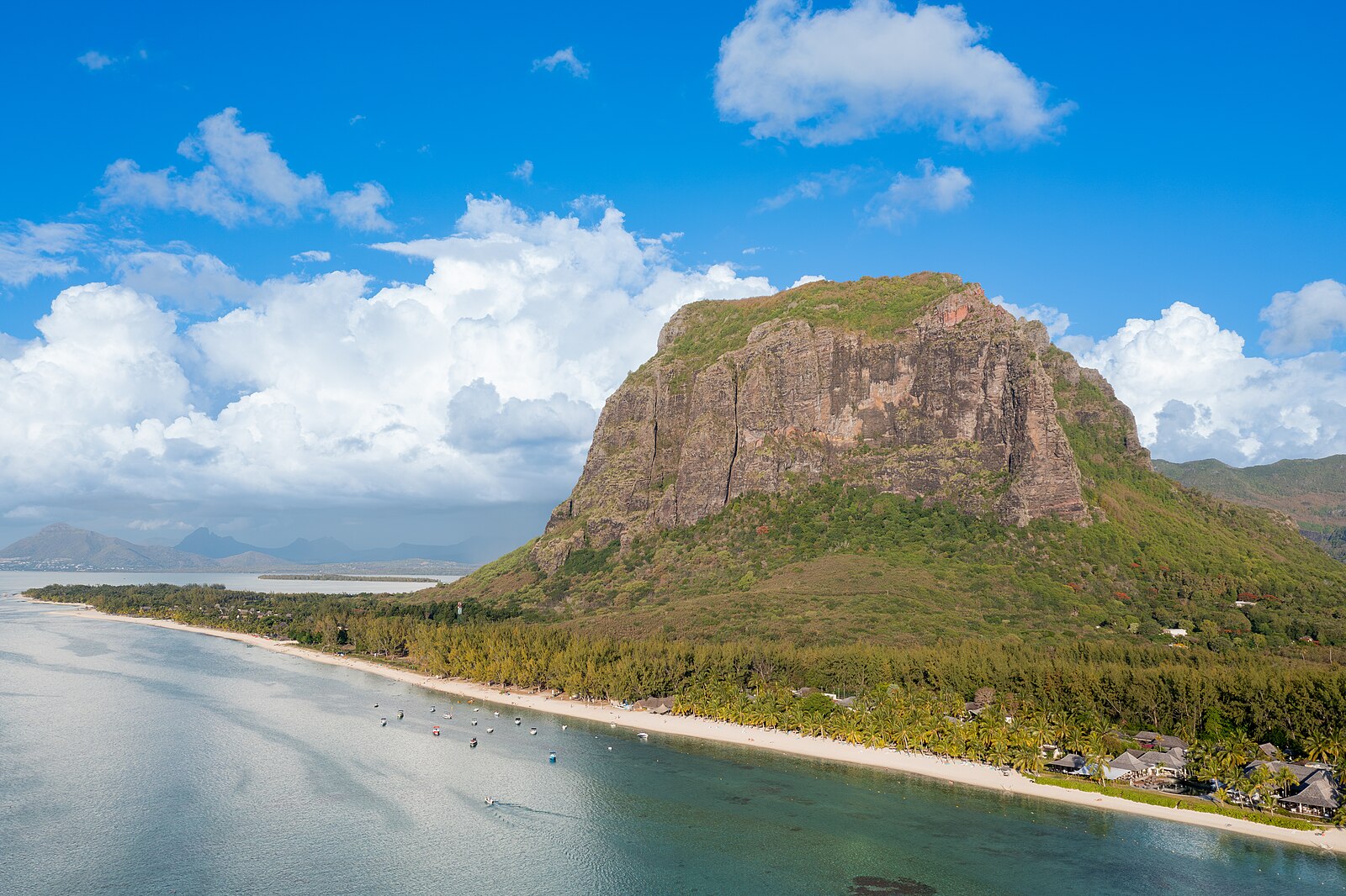 Le Morne and the southwest coast of Mauritius from the air